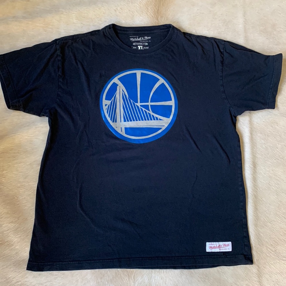 Mens MITCHELL & NESS GOLDEN STATE WARRIORS NBA Basketball T-Shirt 🏀